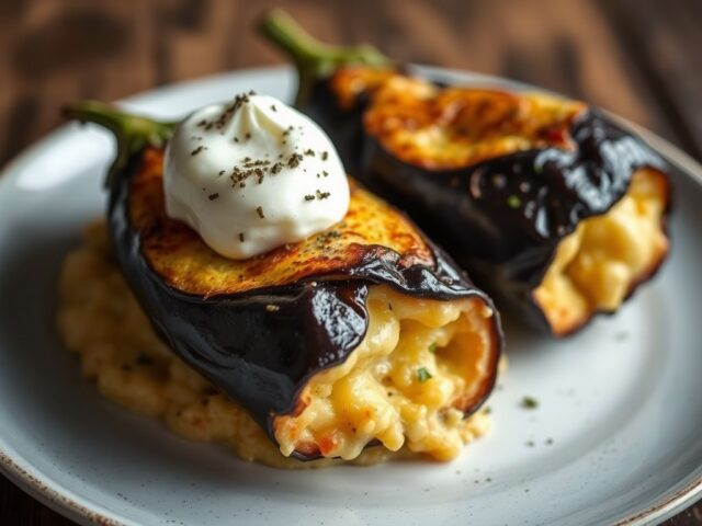 Aubergine au gratin — AI-gegenereerde illustratie
