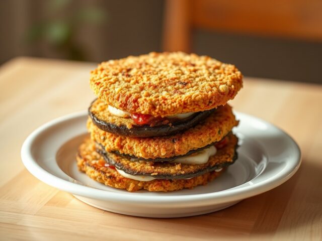 Aubergine burgers met ricotta en mozzarella