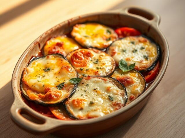Aubergine- en tomatengratin