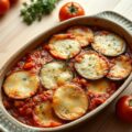Aubergine-Kaas Schotel in Tomatensaus
