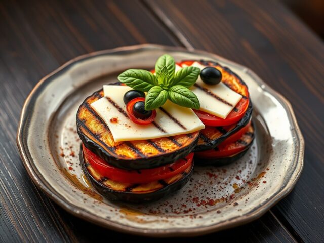 Aubergine, Tomaat en Parmezaan van de Grill