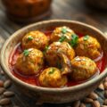 Aubergineballetjes in tomatensaus