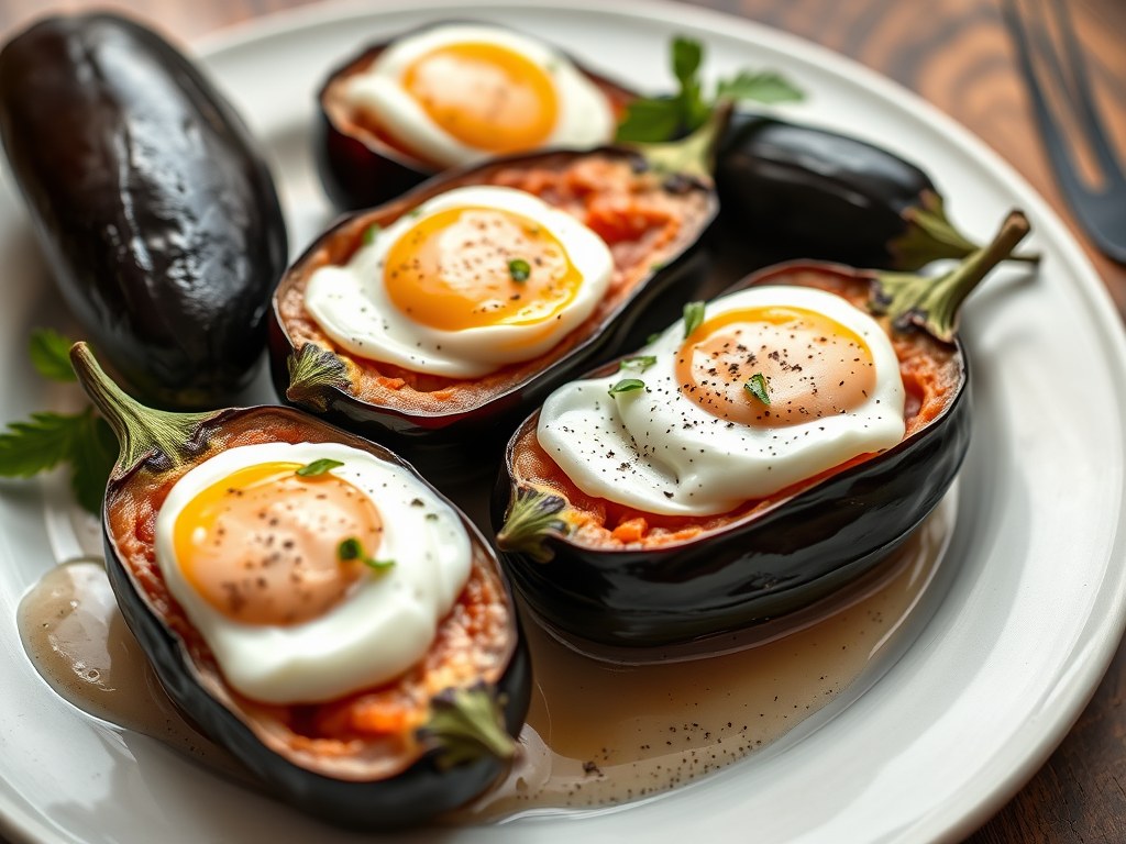 Aubergines met een jasje), AI-gegenereerde illustratie