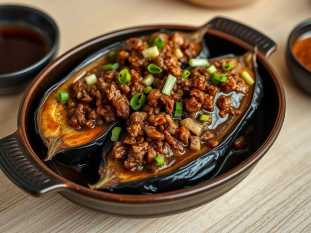 Aubergines met Gehakt-Saus
