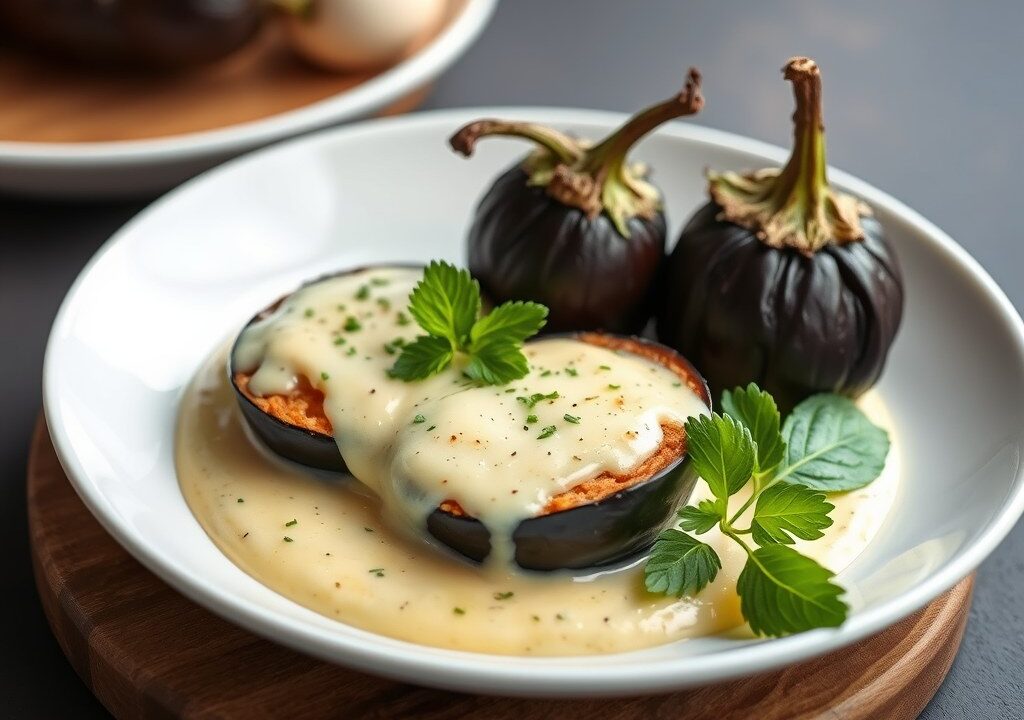 Aubergines met Kaas-Béchamel, AI-gegenereerde illustratie