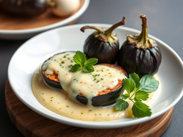 Aubergines met Kaas-Béchamel — AI-gegenereerde illustratie