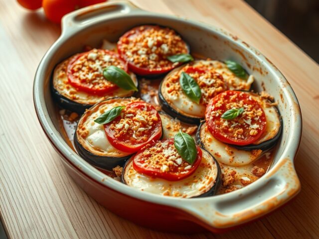 Aubergines uit de oven met mozzarella