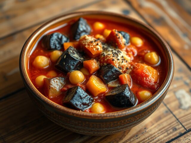 Auberginestoofpot met kikkererwten