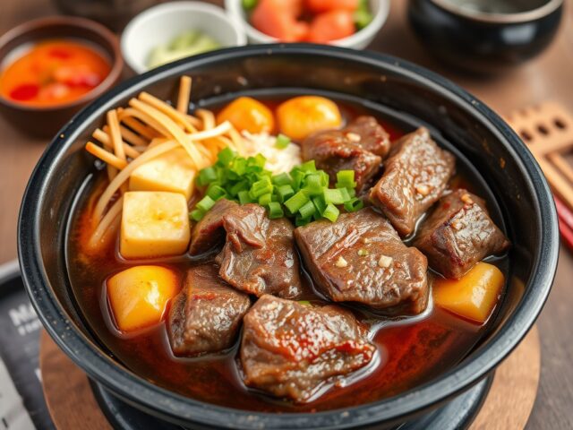 Authentieke Japanse Sukiyaki voor de hele familie — AI-gegenereerde illustratie