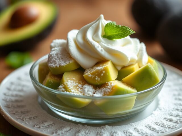 Avocado dessert — AI-gegenereerde illustratie