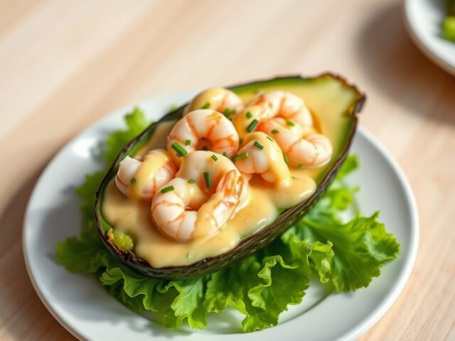 Avocado met garnalen