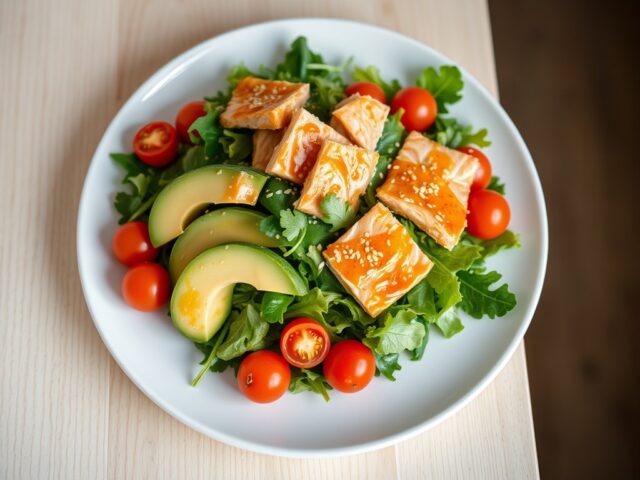 Avocado rucola salade met zalm