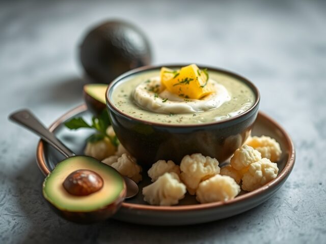 Avocado-waterkerssoep — AI-gegenereerde illustratie