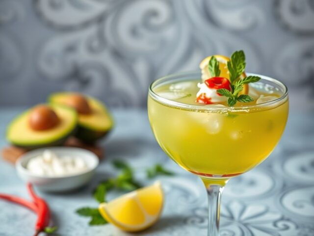 Avocadococktail met cayennepeper — AI-gegenereerde illustratie