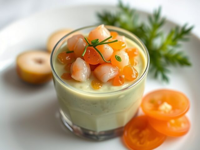 Avocadomousse met Hollandse garnalen