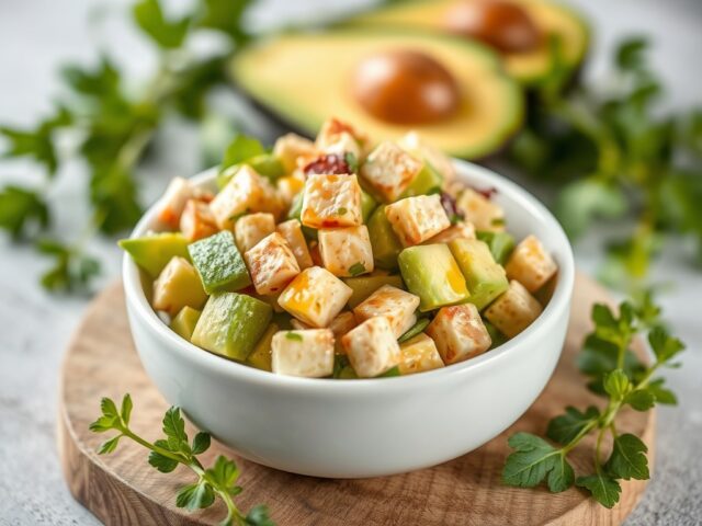 Avocadosalade met walnoot — AI-gegenereerde illustratie