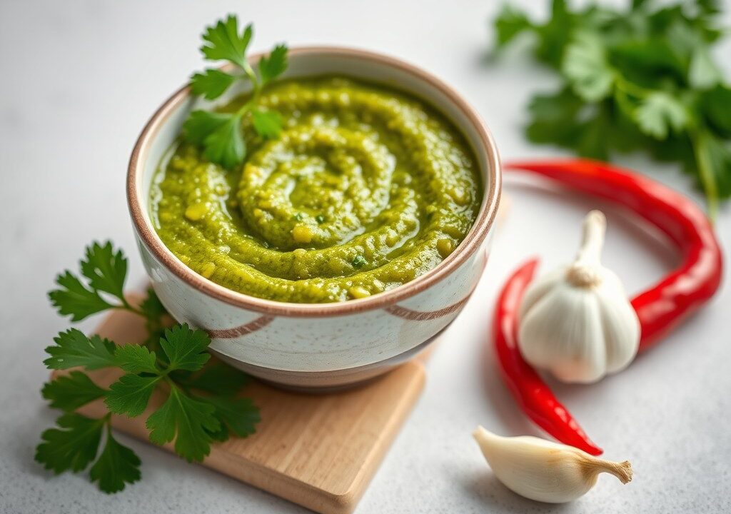 Aziatische pindapesto — AI-gegenereerde illustratie