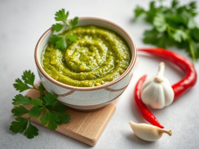 Aziatische pindapesto — AI-gegenereerde illustratie