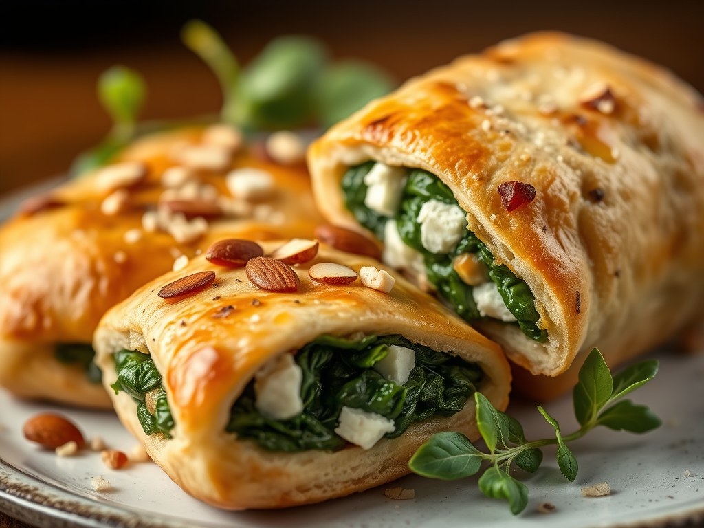 Börek met spinazie en feta, AI-gegenereerde illustratie
