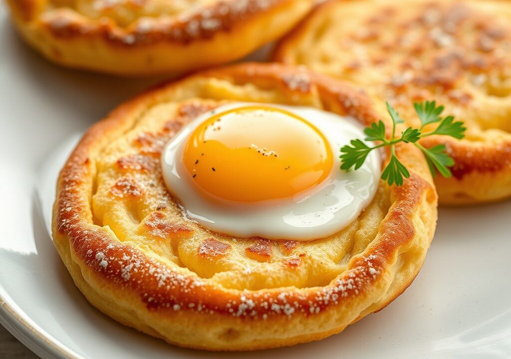 Bageldeeg met ei, AI-gegenereerde illustratie