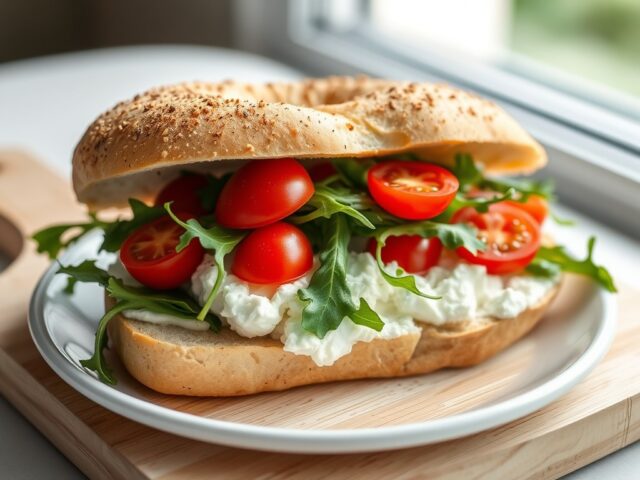 Bagels met kaas en rucola