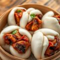 Bah pao met geroosterd varkensvlees en jenever-chi
