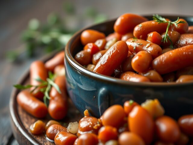 Baked beans met rookworst
