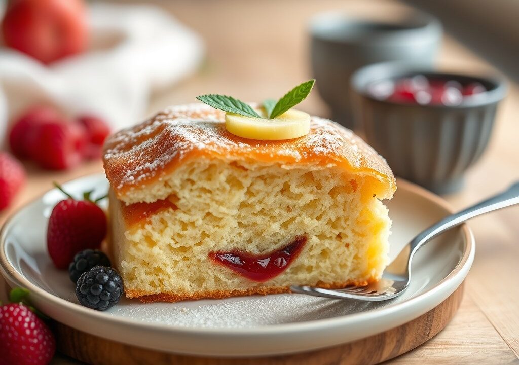 Baked Jam Sponge, AI-gegenereerde illustratie