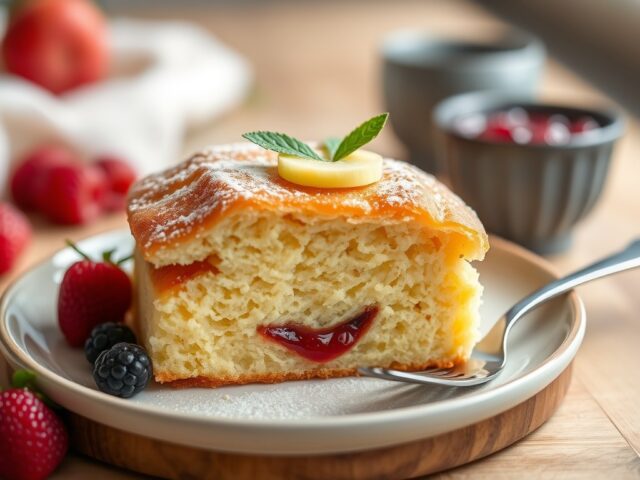 Baked Jam Sponge — AI-gegenereerde illustratie