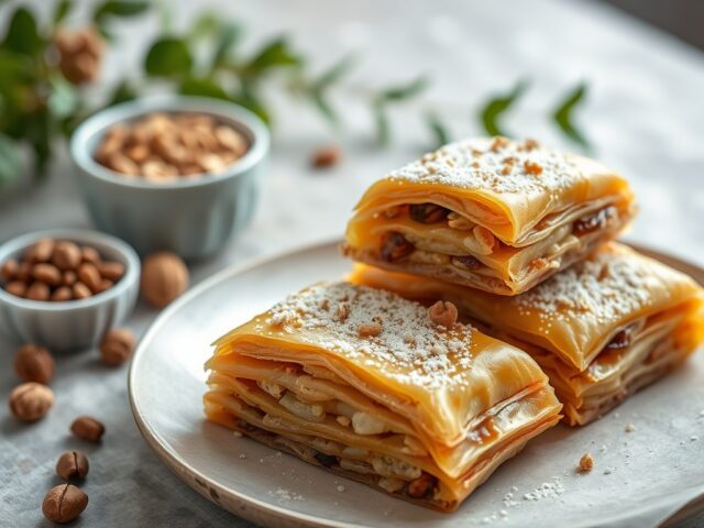 Baklava met peren en noten — AI-gegenereerde illustratie
