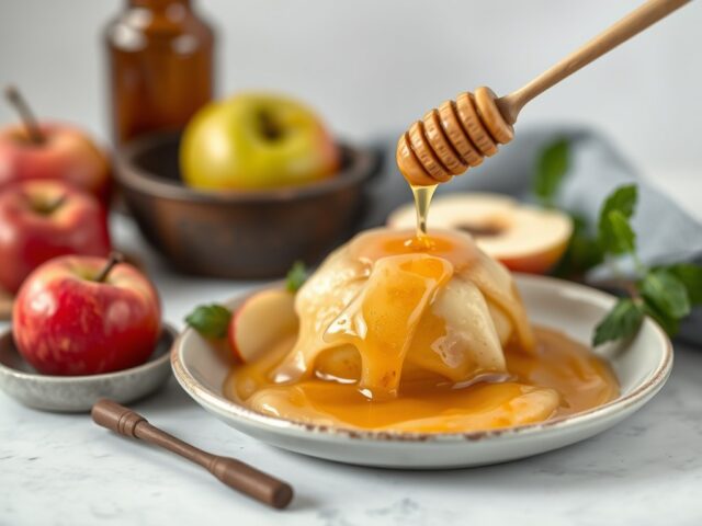 Balkenbrij met appel en honingsiroop