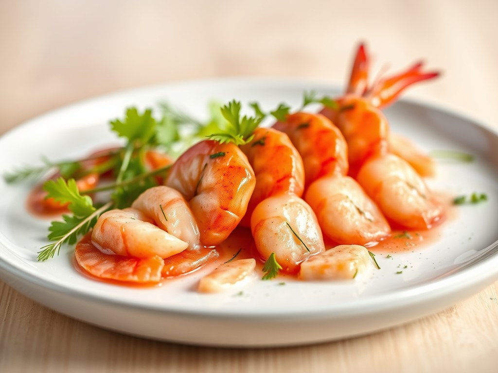 Ballotine en “carpaccio” van langoustines., AI-gegenereerde illustratie