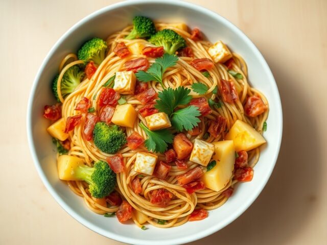 Bami salade met broccoli en spekjes