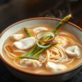 Bamiesoep met asperges en krab