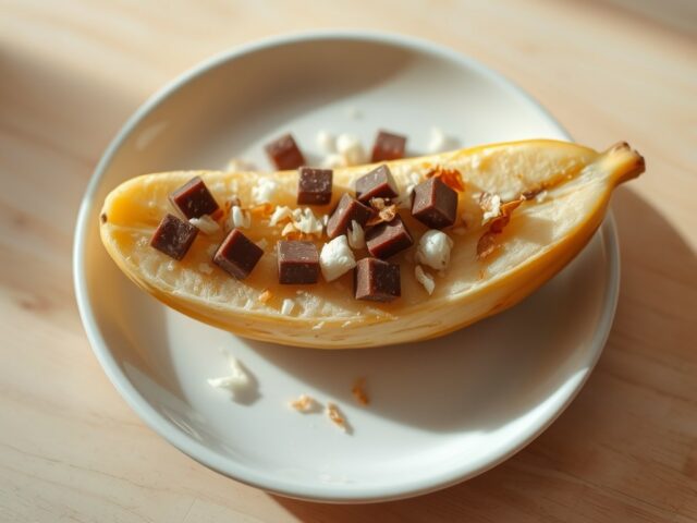 Banaan met chocolade en kokos