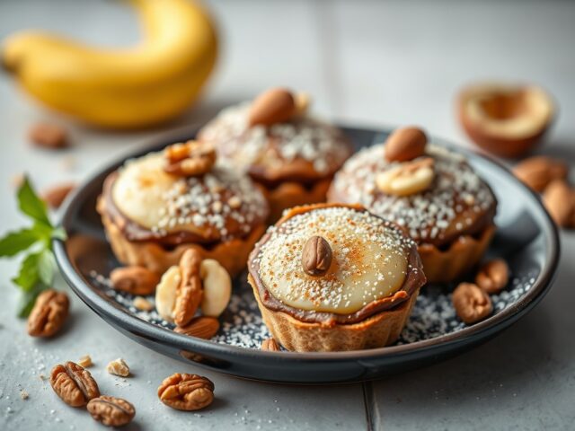 Banaanchocolade en noten cakje’s — AI-gegenereerde illustratie