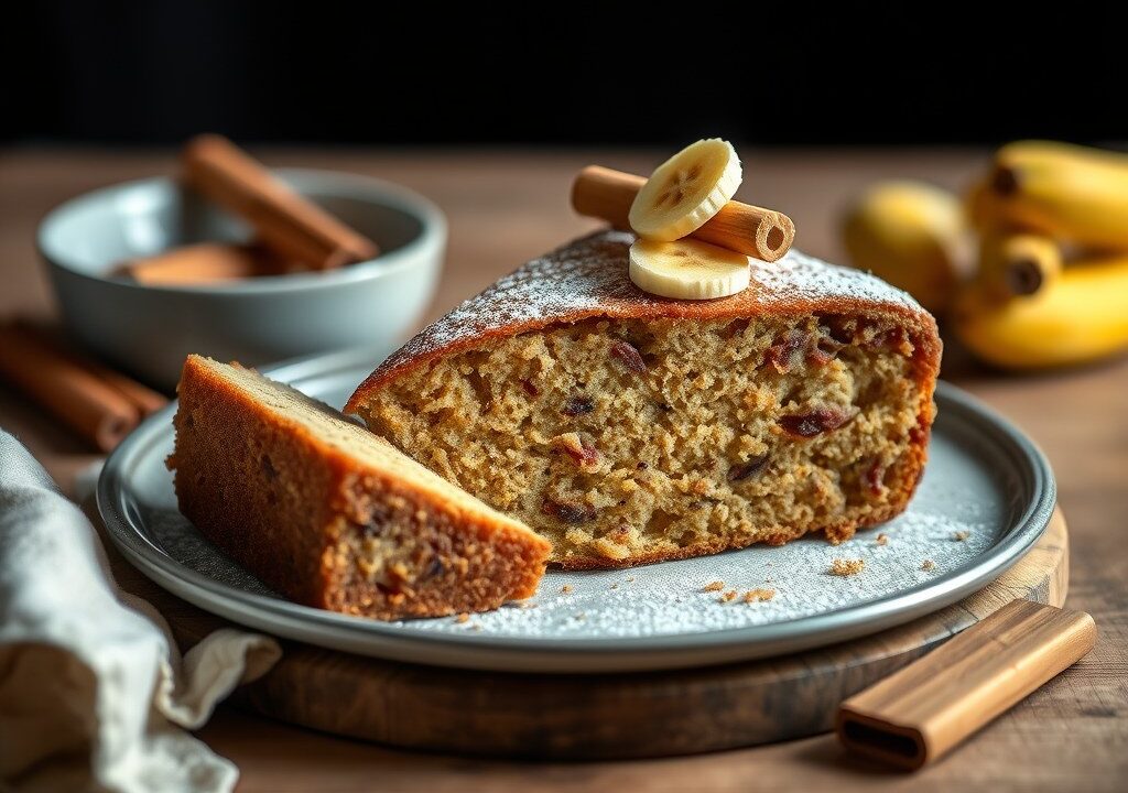 Banaankaneel-cake, AI-gegenereerde illustratie