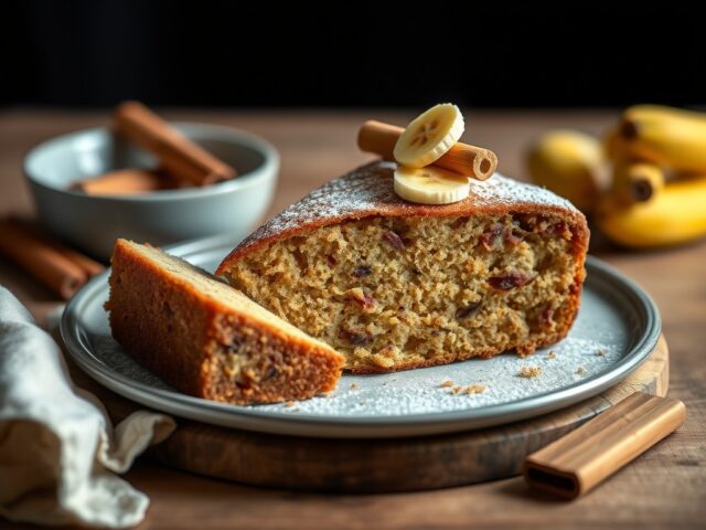 Banaankaneel-cake — AI-gegenereerde illustratie