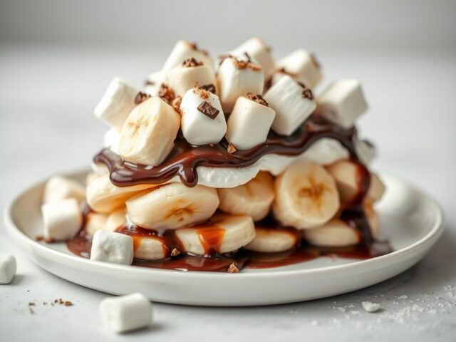 Bananasplit met marsmallows — AI-gegenereerde illustratie