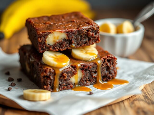 Bananen- caramel brownies — AI-gegenereerde illustratie