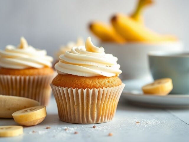 Bananen cupcakes — AI-gegenereerde illustratie