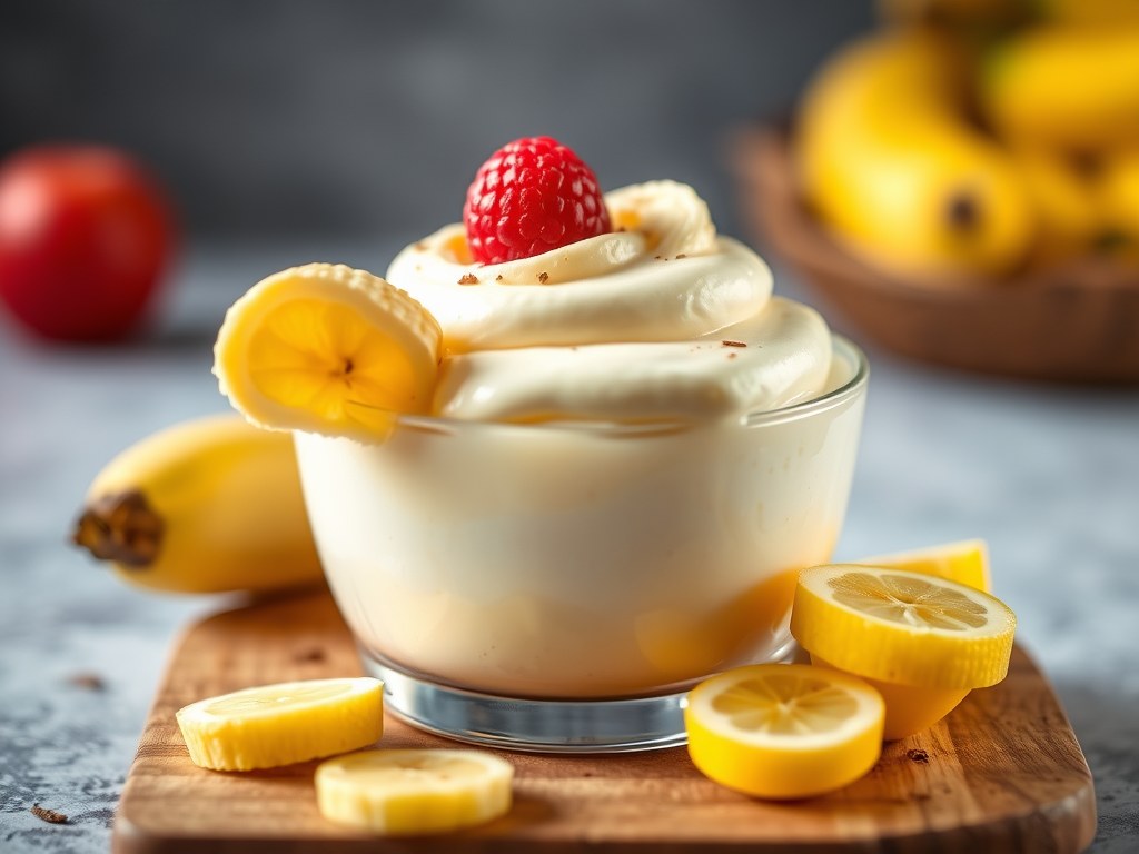 Bananenmousse, AI-gegenereerde illustratie