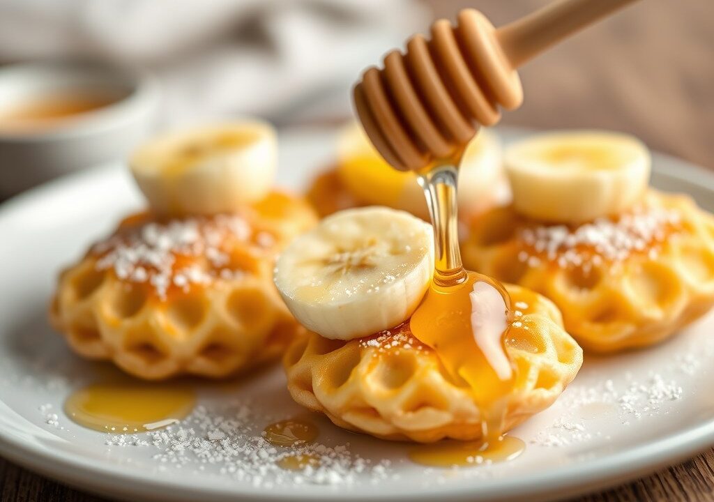 Bananenpoffertjes met honing, AI-gegenereerde illustratie