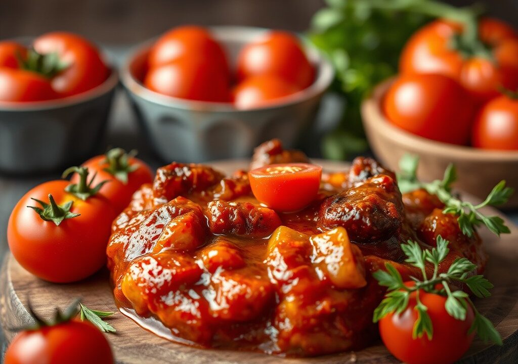 Barbecuesaus met tomaten — AI-gegenereerde illustratie