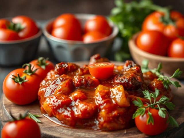 Barbecuesaus met tomaten — AI-gegenereerde illustratie