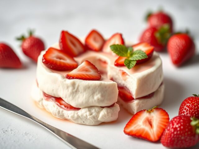 Bavarois met aardbeien en meloen