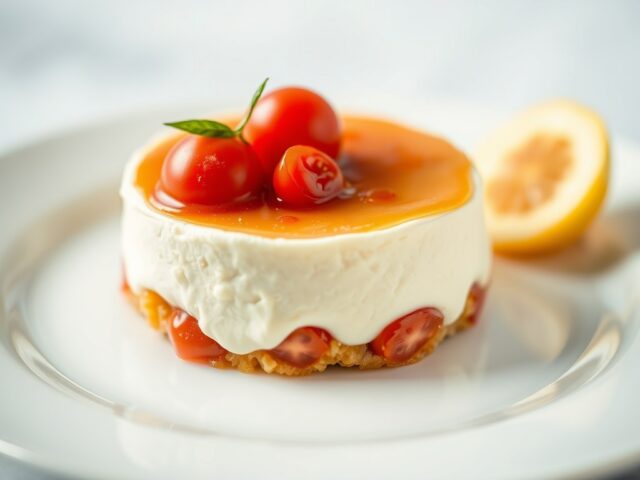 Bavarois van garnaal met zongedroogde tomaat