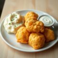 Beignets van kabeljauw met karnemelkpuree