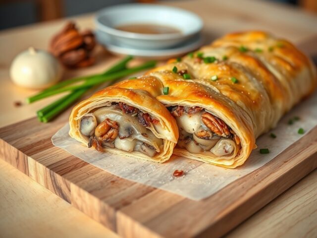 Belgische strudel met passendale, champignons en n