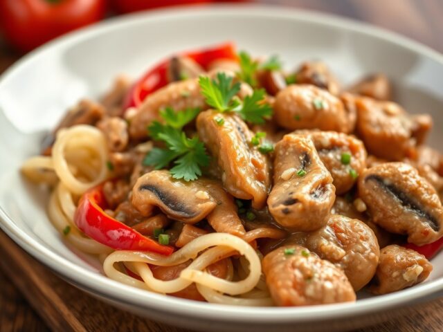 Bief stroganoff — AI-gegenereerde illustratie